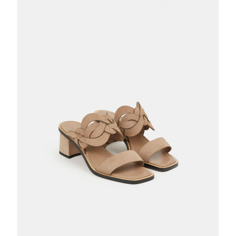 Lafayette 148 New York Womens Jules 8 Knot Sandal In Suede Smoked Taupe Sz38 7.5